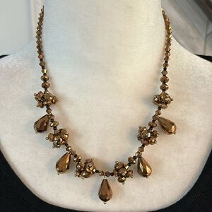 Vintage signed designer YOUSI necklace, copper color, STUNNING